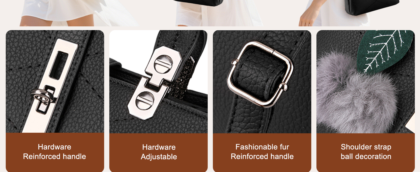 Сумка жіноча шкіряна NICOLE & DORIS 2025 чорна/сіра з помпоном та знімним ремінцем