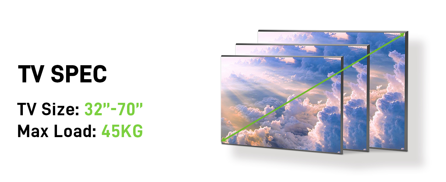 Кріплення для телевізора USX-MOUNT на стіну, поворотне та нахильне, для LED, OLED, Plasma телевізорів (32-70 дюймів), універсальне, з подвійним кріпленням, VESA до 400x400 мм, до 45 кг