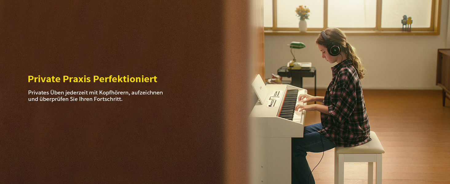 Цифрове піаніно Donner DDP-95 для початківців з 88 важними клавішами, бездротове підключення, LCD дисплей, 610 тембрів, 600 ритмів, 3 навчальні режими, біле