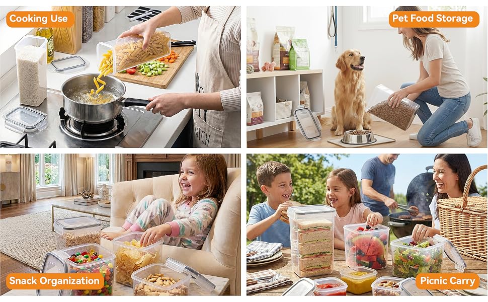 Набір контейнерів для зберігання продуктів Küchen 16 шт, 2.8л/30см, герметичні, без BPA, для круп, спагеті, борошна