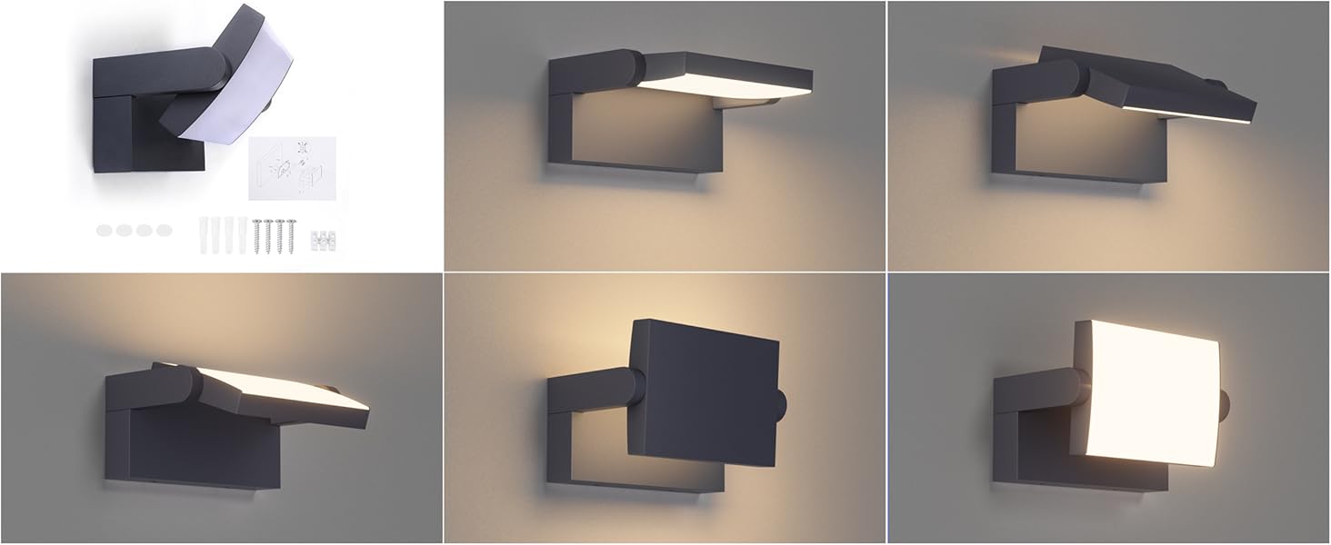 Зовнішня LED-стінна лампа Klighten 24W, IP65, 1500 Lumen, 3000K, Anthrazit
