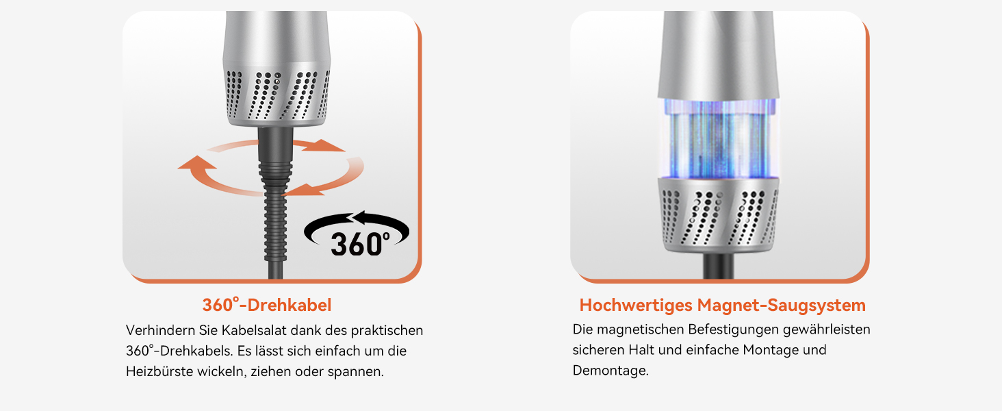 Фен-щітка Air Styler 5-в-1: стайлер, локони, об'єм, сушка, випрямлення. Потужність 800W, для жінок, помаранчевий колір