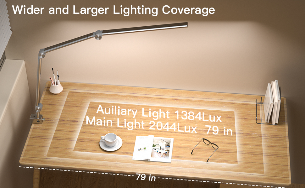 LED лампа для столу VERSKI 18W з регулюванням яскравості та 5 колірними температурами. Захист очей, для офісу та дому. Кріпиться на стіл.