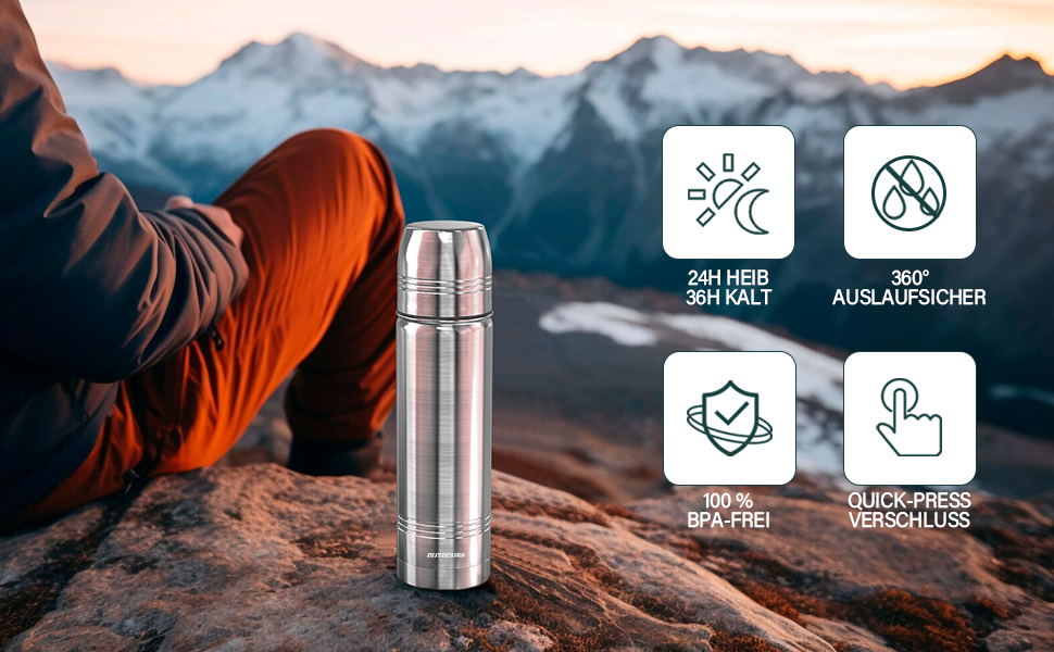 Термокружка-термос з нержавіючої сталі, 350мл/500мл/750мл, подвійні стінки, BPA-Free, для спорту та відпочинку