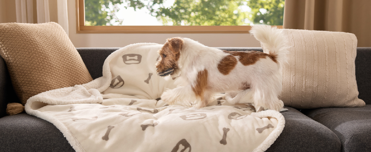 Водонепроникний коврик для собак BEDSURE великих порід - 127x102 см, миючий, з Sherpa Fleece, для захисту дивану, коврик для котів, сірий