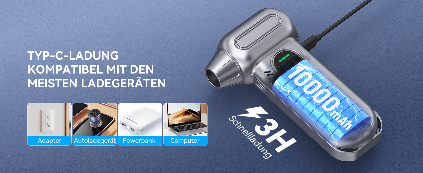 Електричний пилосос-піногенератор Orantronx Air Duster 200000 об/хв, 4-ступенева регулювання, акумуляторний, USB-зарядка, для ПК, клавіатури, авто, дивану, ноутбука, дому, вулиці