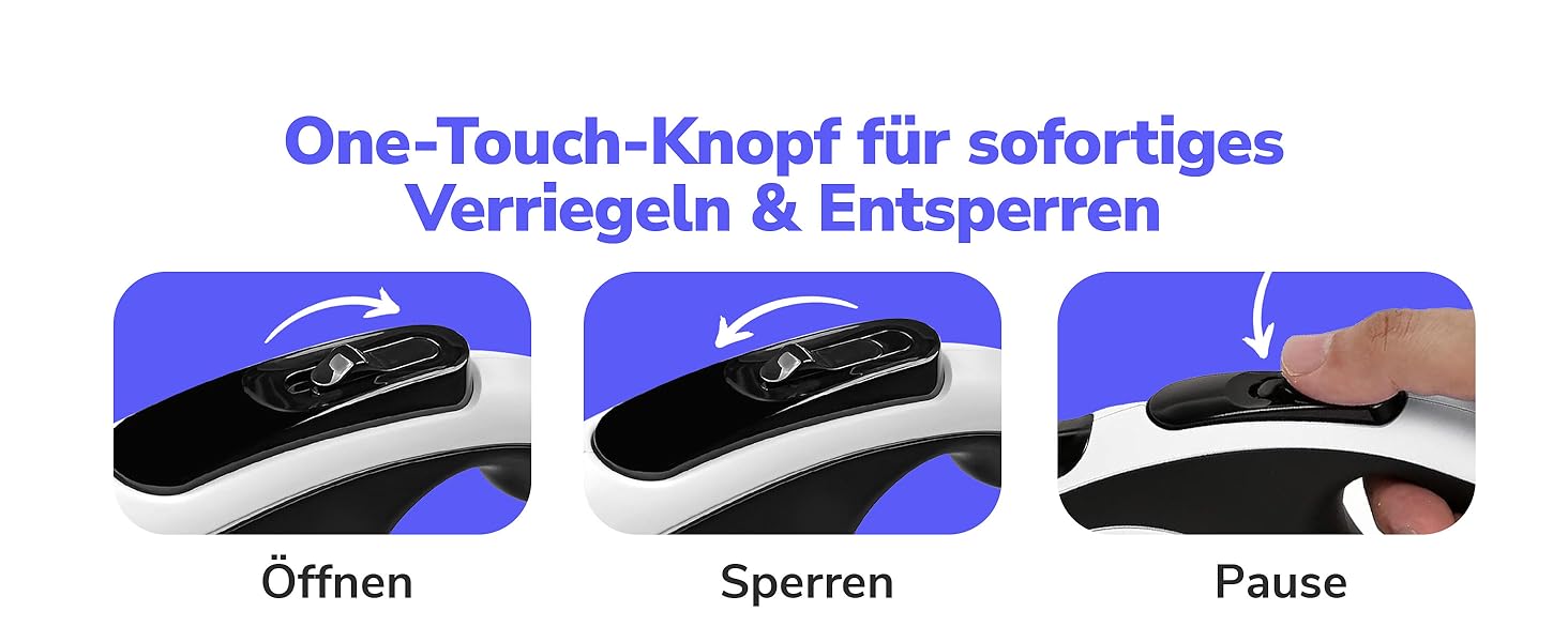 Рулетка для собак 8 м з тримачем для відходів – міцна витяжна повідка для маленьких, середніх та великих собак – повідка з нейлоновим шнуром 360°, антиковзний руків'я та кнопка швидкого гальмування 8 м