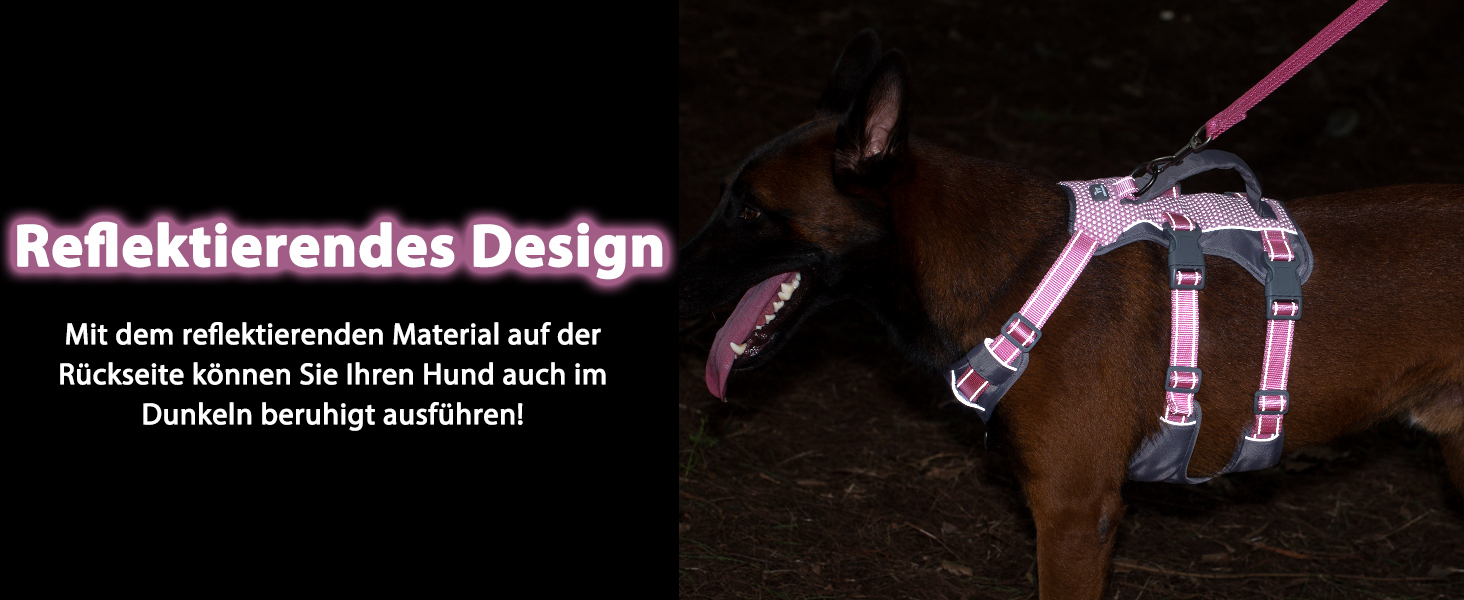 Безпечний нашийник для собак Huntboo: анти-втеча, для паніки, з ручкою, регульований (M, рожевий)