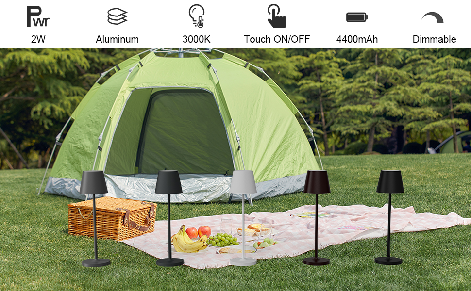 LED акумуляторні настільні лампи Klighten (2 шт.), диммування, для дому та вулиці, USB-зарядка, 3000K, рожевий, IP54, алюміній