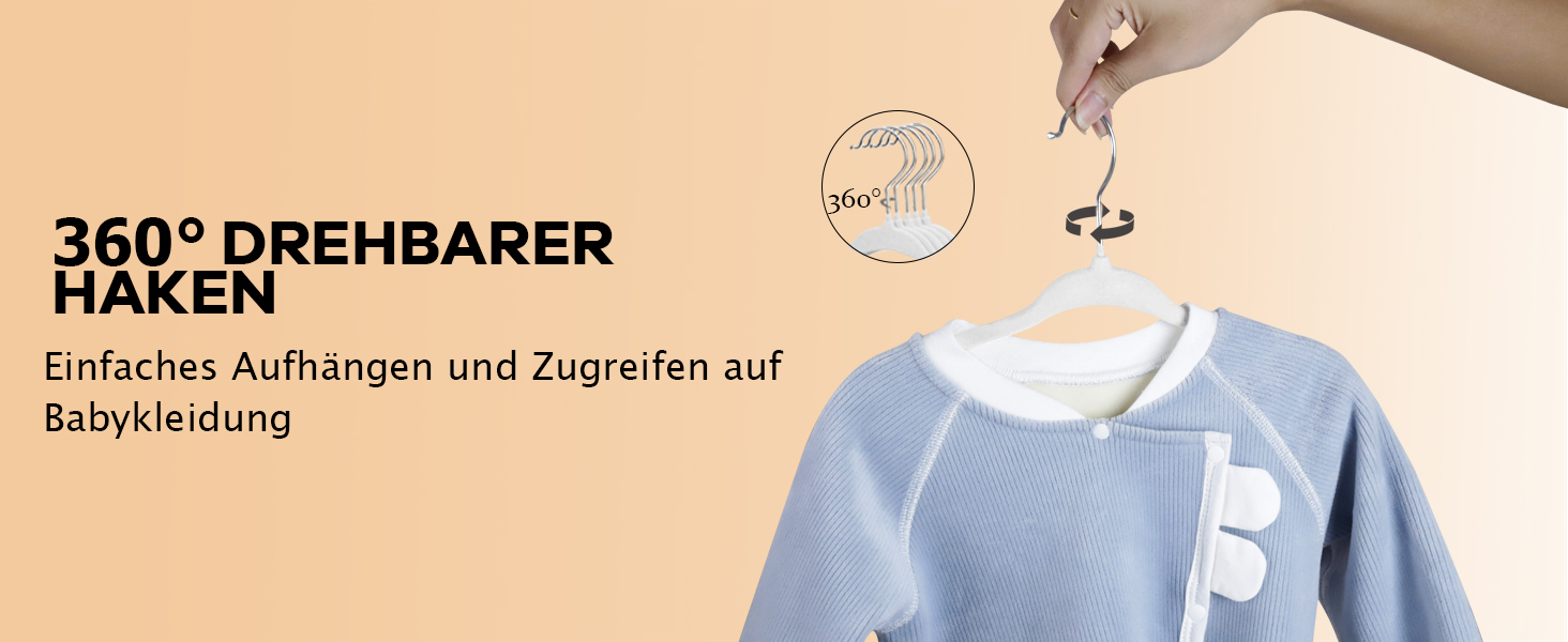 В'язки для дитячого одягу ManGotree з велюру, 30 шт., білі. Дитячі вішалки з обертовим гачком та вигнутим плечем для дитячого одягу