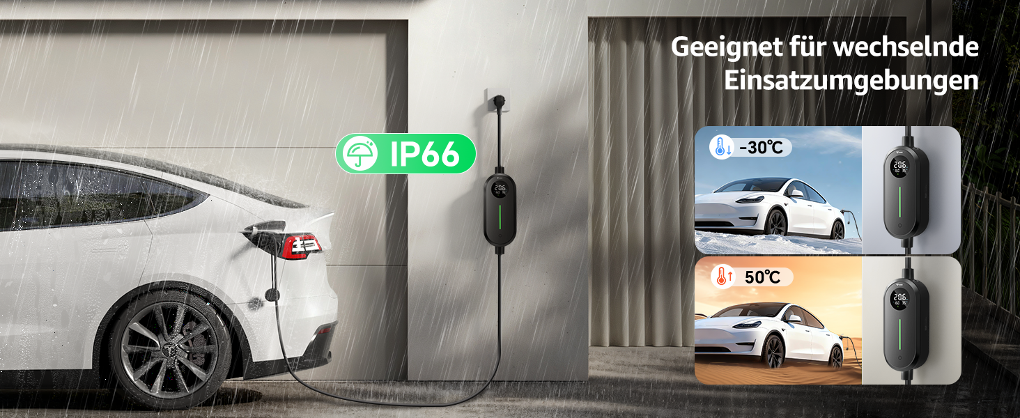 Зарядний пристрій для електромобілів GONEO Typ 2 3.68kW 16A IP66, 6м, 230V з LCD та таймером
