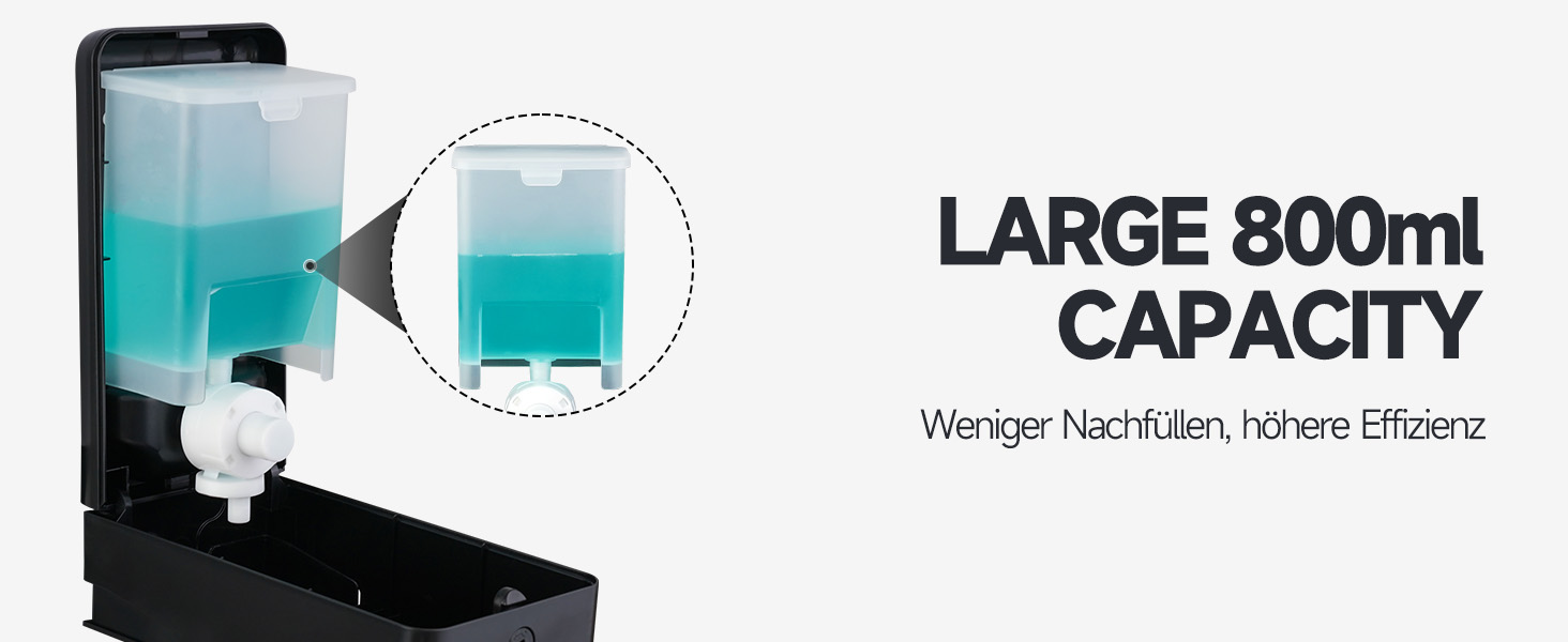 Anydry Ручний Дозатор для Мила настінний, 800 мл, з вікном, чорний 1006