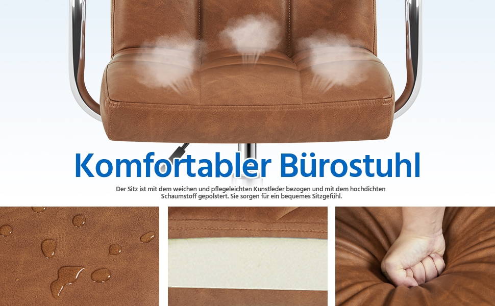 Офісне крісло Yaheetech з регулюванням висоти та знімними підлокітниками, з штучної шкіри (колір: коричневий ретро)