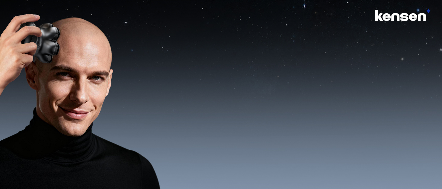 Електрична бритва для гоління голови Glatzen 7D Bold – професійна бритва для лисих, водонепроникна, з акумулятором Type-C, 2 режими, синя