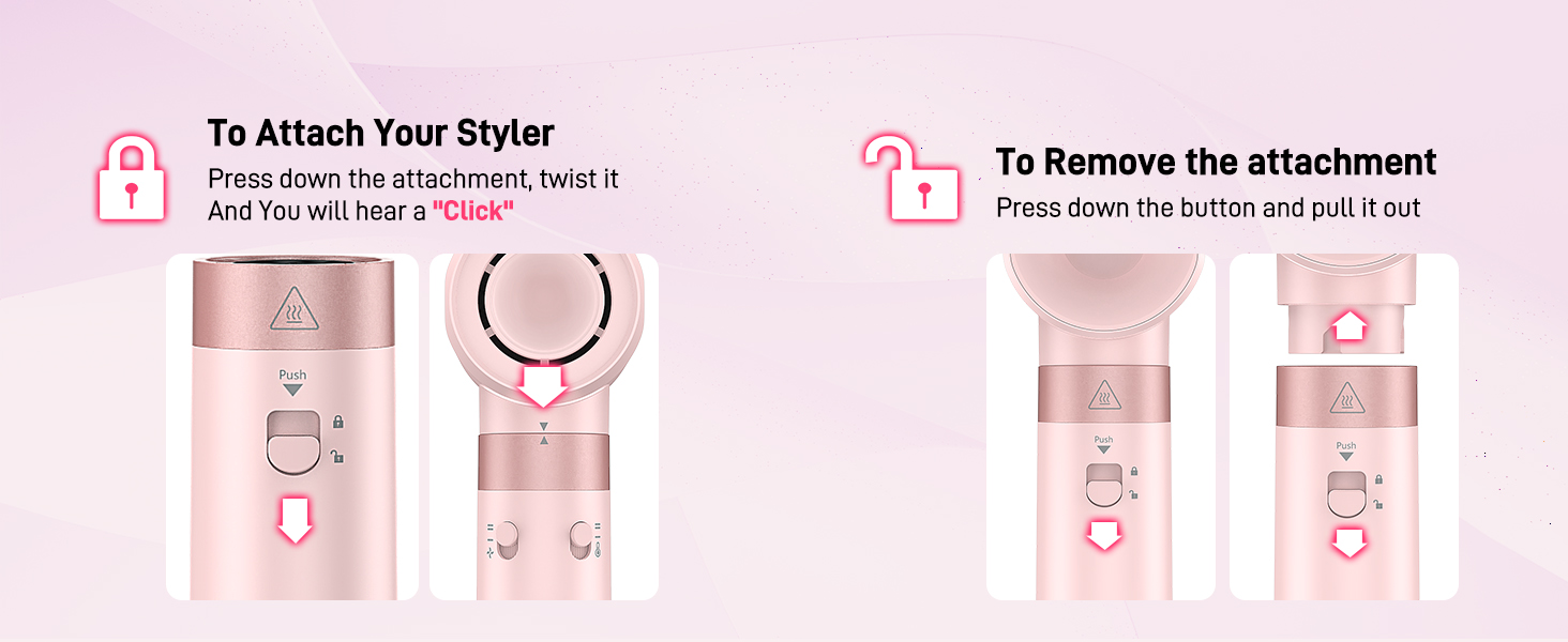 Фен-стайлер 5-в-1 для волосся з іонізацією, набір з насадками, швидка сушка, локони, випрямлення, об'єм, без пошкодження волосся, 100–240V, з сумкою, рожевий