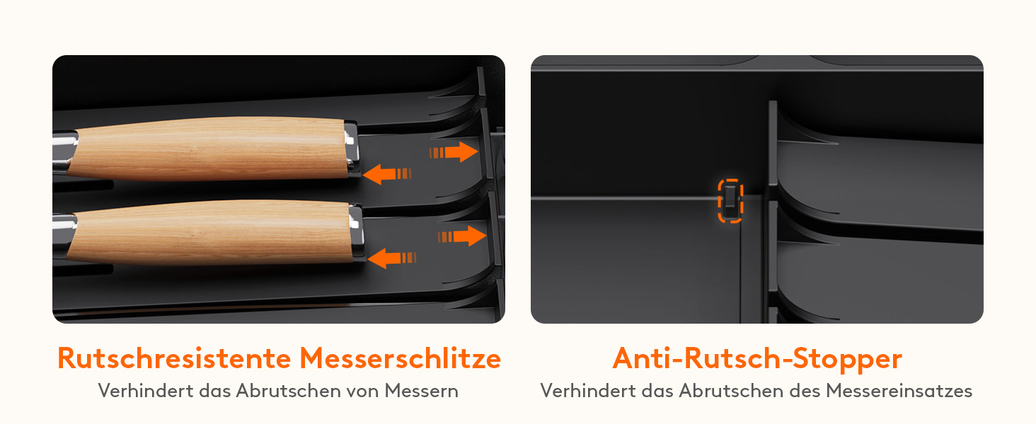 Органайзер для столових приборів Lifewit в шухляду, розсувний, з відділенням для ножів (40 см), чорний