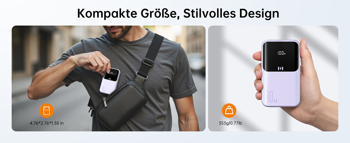 Power Bank Selore&S 20000mAh 30W з USB-C, LED дисплеєм, 4 виходами, Lila (фіолетовий)