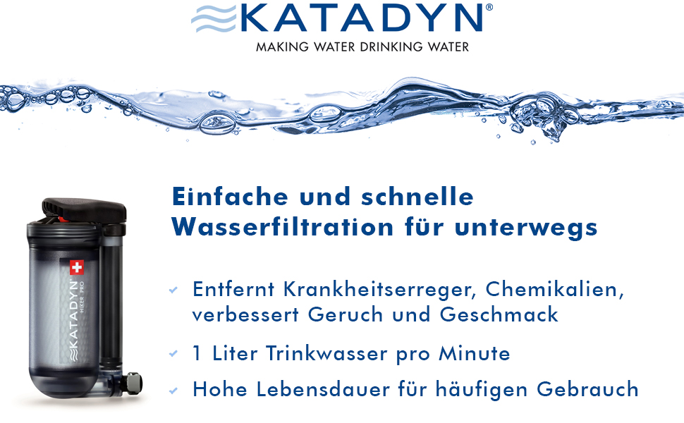 Фільтр для води Katadyn Hiker Pro прозорий, портативний, 1 л/хв