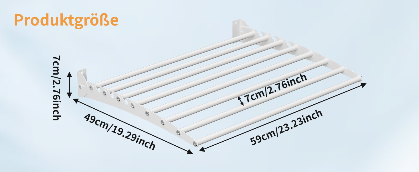 Настінна сушилка для білизни Innotic, розкладний вологостійкий сушильник для одягу з 8 стійок, великий, економний, для вулиці, ванної, балкону, білизни (білий, 60 см)