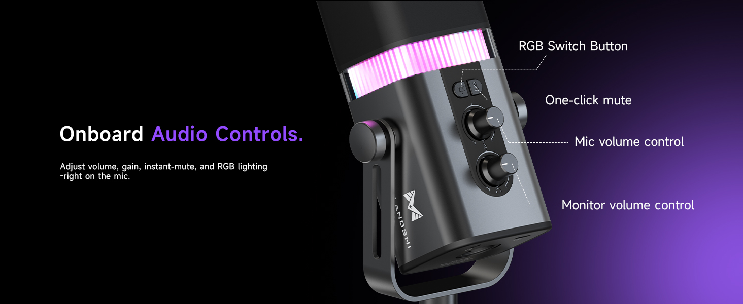 Професійний USB/XLR мікрофон Mailangshi для подкастів, стрімінгу та ігор з RGB підсвіткою та металевим корпусом