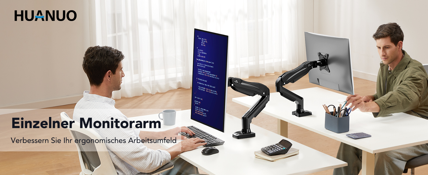 Кріплення для монітора HUANUO, 13-32 дюйми, регульований, VESA 75/100 мм, чорний