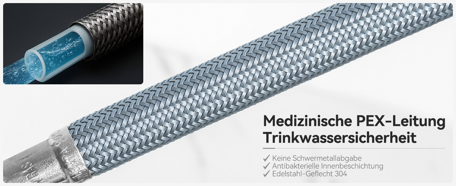 Кран кухонний CECIPA Hochdruck чорного кольору, висувна модель з душем, двома режимами струменя, поворотний на 360°, з нержавіючої сталі, ×207B (L-подібний, високий тиск)