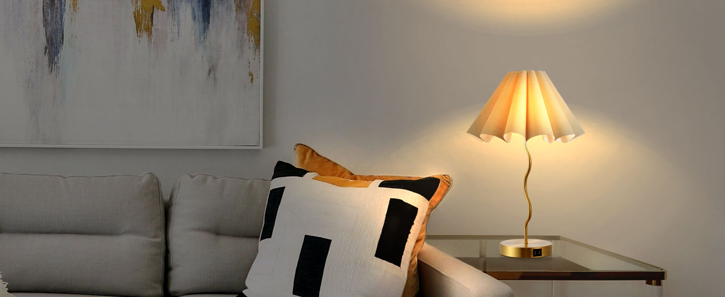 Настільна лампа EOEYYOYB з USB A+C, сенсорне керування, регулювання яскравості, абажур з льону, для спальні та вітальні, біла