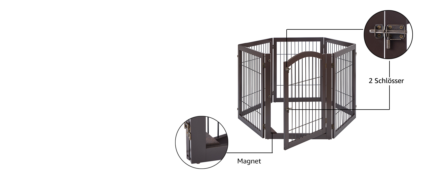 Захисний бар'єр для каміну Unipaws, огорожа для собак, портативне металеве перегородження, захист від сходів без свердління, 6 панелей, білий (Espresso)