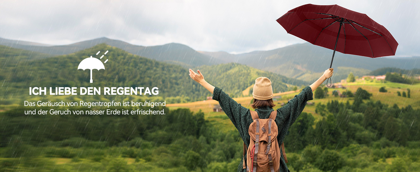 TECKNET Штормовий парасолька: великий автоматичний парасолька з 10 ребрами, 104 см, вітростійкий, компактний, для подорожей, гольф, чоловічий та жіночий (червоний)