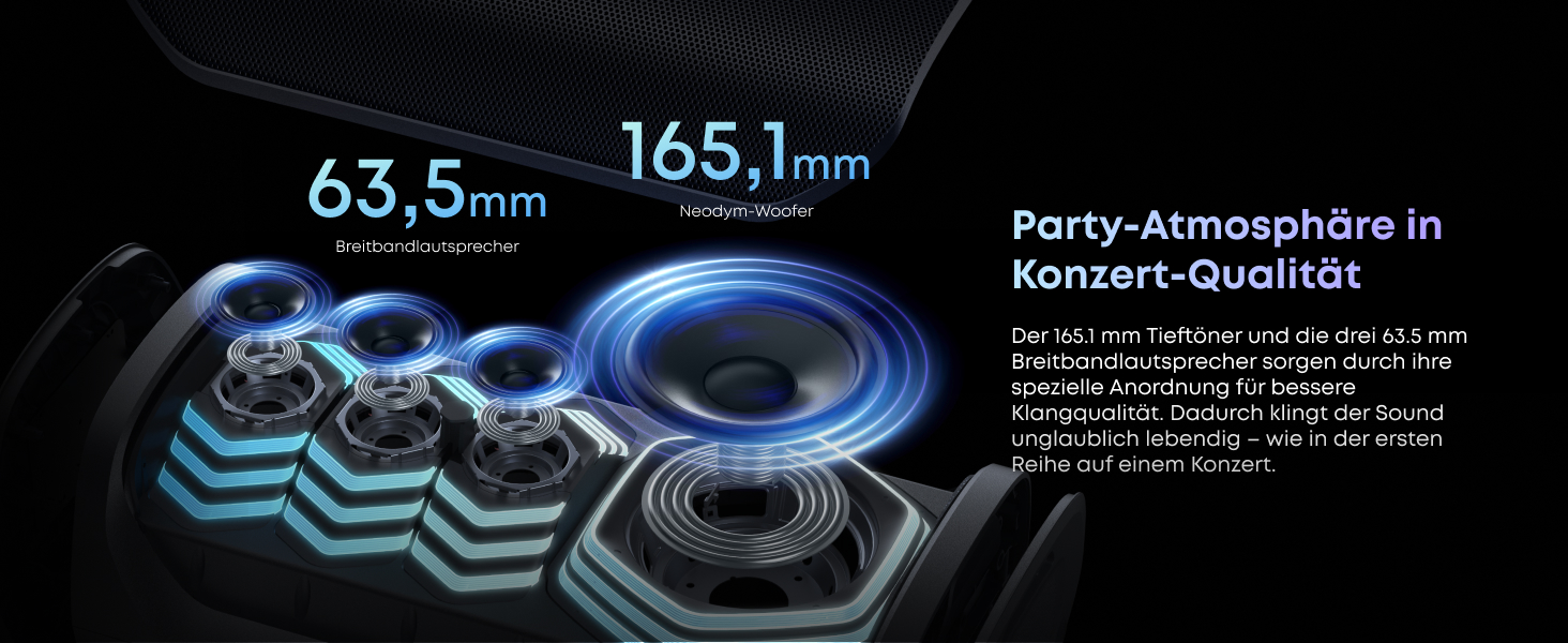 Soundcore PartyBox Rave 3S – портативна колонка з мікрофонами, 200 Вт, Bluetooth, світлодіодна підсвітка, AuraCast, 12 годин роботи, для дому та вулиці