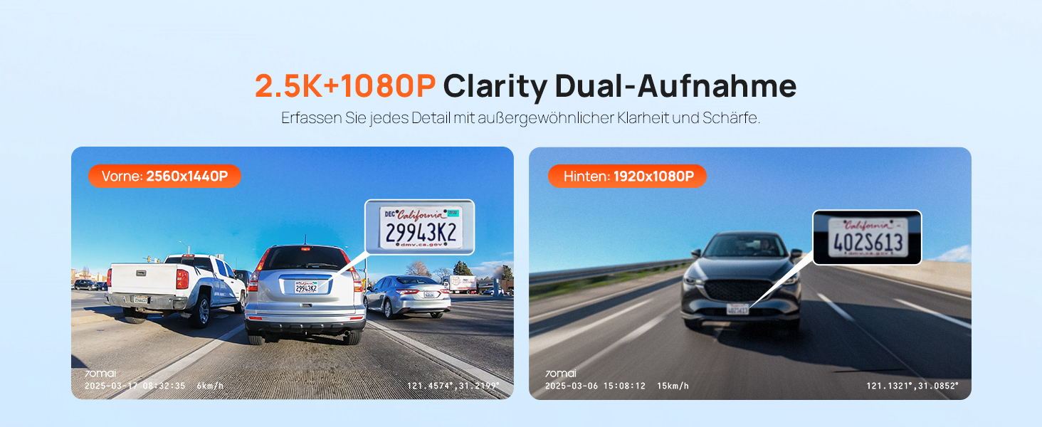 Відеореєстратор 70mai A410 Dual 2.5K + 1080P з GPS, Wi-Fi, HDR, нічним баченням та картою 64GB