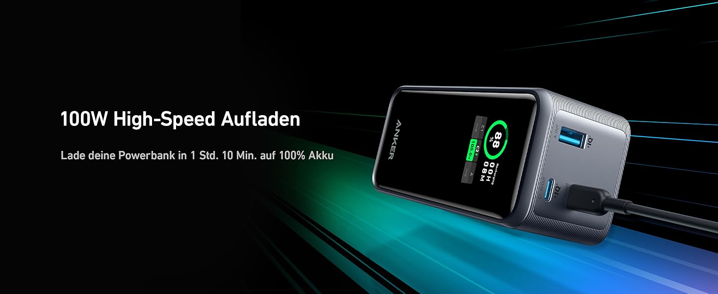 Power Bank Anker Prime 200W, 20000 mAh, Чорний: Швидка зарядка для iPhone, Samsung, MacBook та ін.
