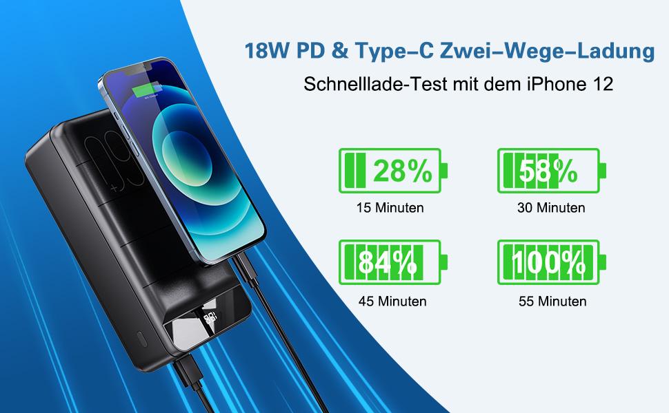 Power Bank 60000mAh 22.5W PD USB-C Чорний – Зовнішній акумулятор для смартфонів, планшетів