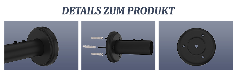 Штанга для душу U/L форми 75×(150-190)×75 см - 2 в 1 (для душу та ванни) з кільцями - Чорний колір