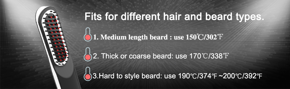 Men's Beard Straightening Brush - Cordless Travel Size with Auto Shut-Off & Anti-Scald Protection