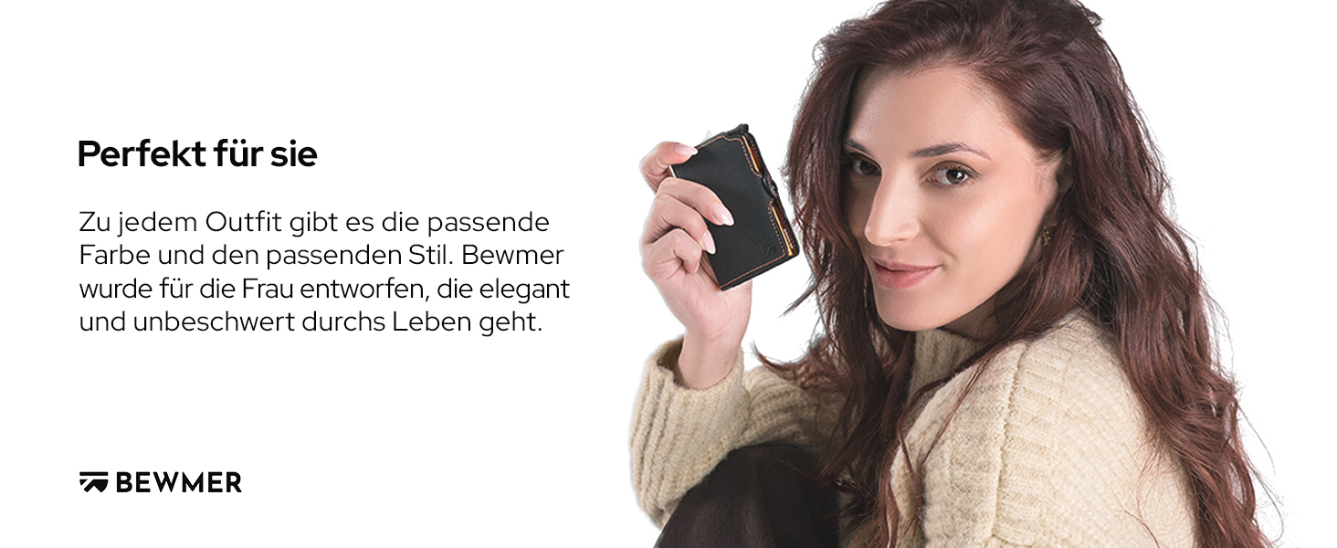 BEWMER Преміум картхолдер для кредитних карток | Смарт-портмоне для жінок та чоловіків з RFID захистом від копіювання | Шкіряне картхолдер-гаманець сірого кольору