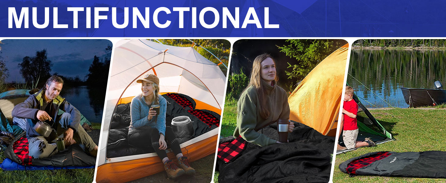 Сплячий мішок WKFAMOUT Ultralight для кемпінгу та подорожей, чорний, 220x80 см, R-Zip, Flanell