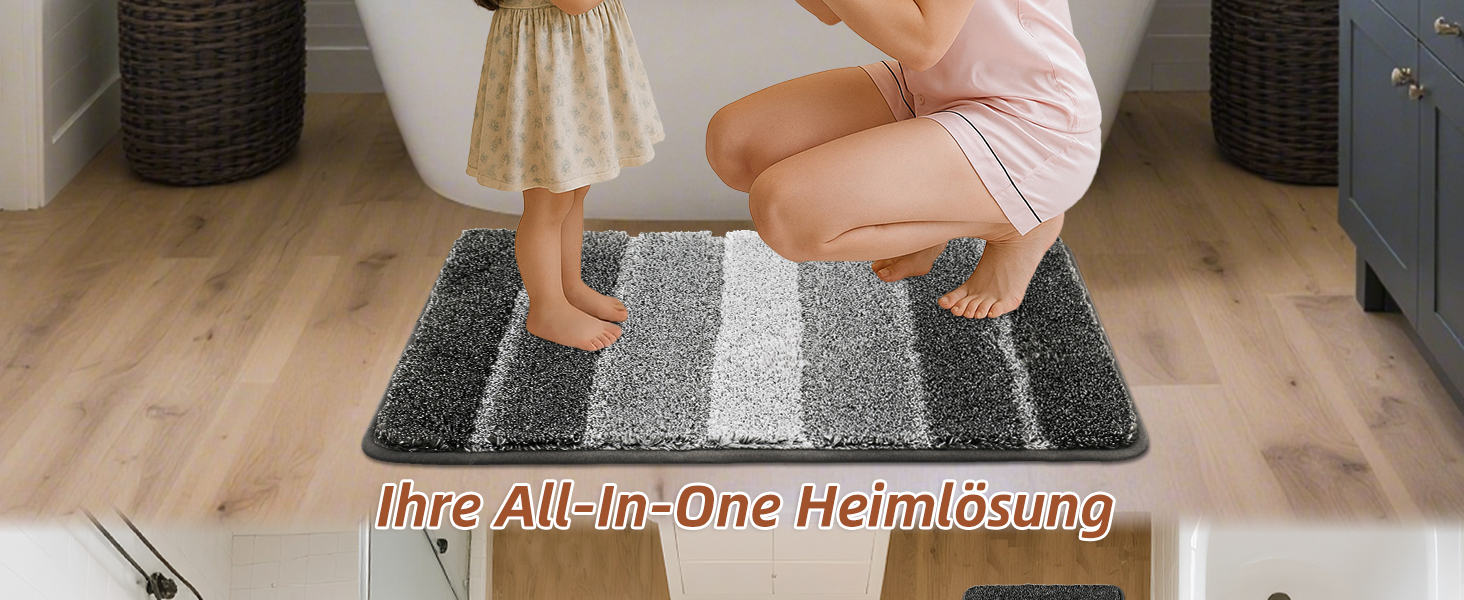 Килимок для ванної кімнати COSY HOMEER 40 x 60 см, антиковзаючий, м'який, для душу та ванної, темно-сірий