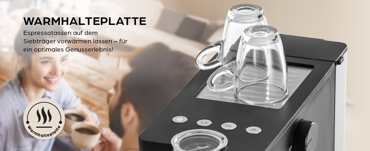 Еспресо-машина Barista Siebträger Slim: нержавіюча сталь, 20-барна помпу, термоблок, об'єм 800 мл, підігрів чашок