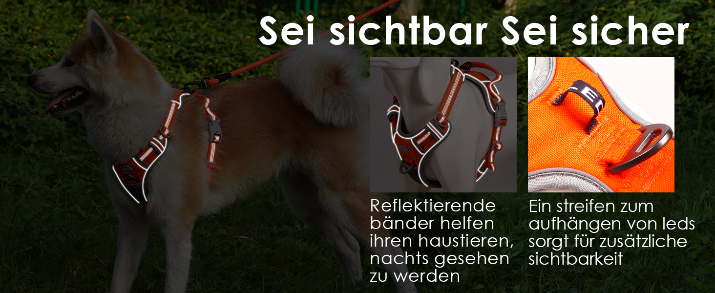 ThinkPet шлейка для собак з ручкою - анти-тяга, дихаюча, з підкладкою, світловідбиваюча (S, Помаранчевий, L, 1 шт.)