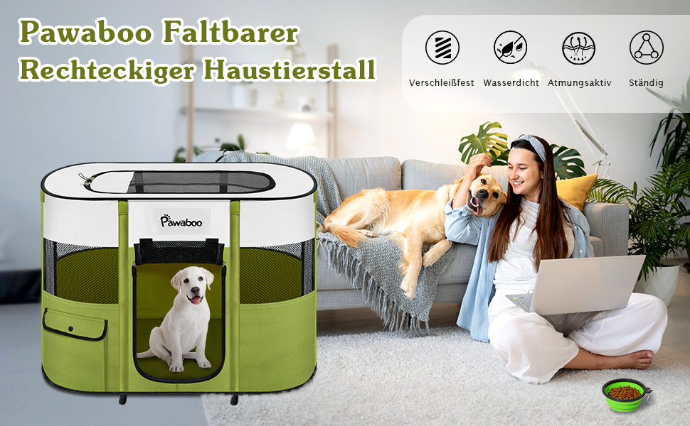 Pawaboo: Переносний вольєр для тварин, складаний вольєр для собак та котів, зелений, 90x70x60 см