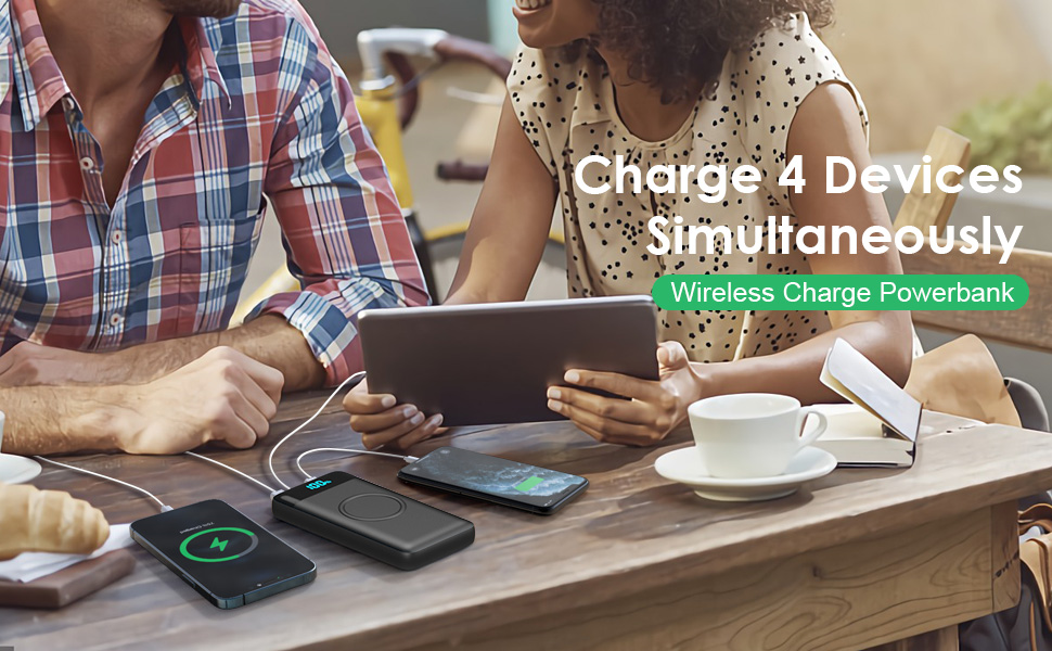 Power Bank 26800mAh з бездротовою зарядкою 15W, 25W PD3.0+QC4.0, 4 виходи USB-C, LCD дисплей, чорний Q2