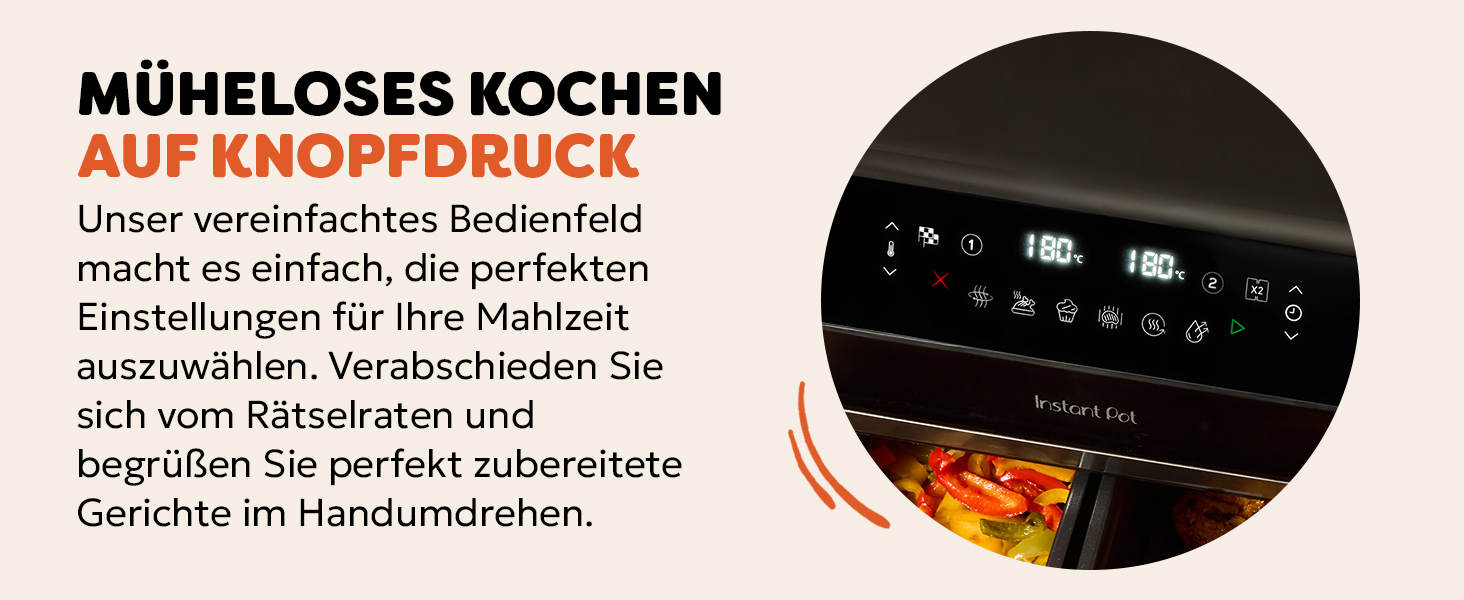 Фритюрниця повітряна Instant Pot Vortex Compact Trüffel Grau 5 л, 4-в-1, сімейний розмір, з антипригарним покриттям