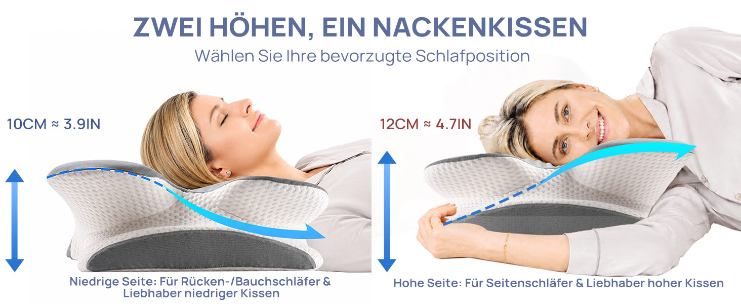 Подушка ортопедична MULISOFT Memory Foam для сну на боку, спині та животі, сіра (P-105)