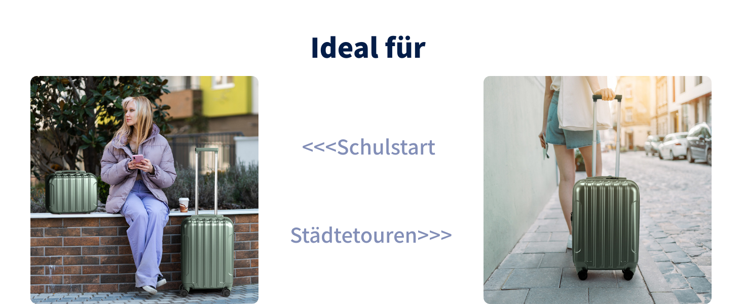 Набір валіз LEADZM 3 шт. з колесами, великий, жорсткий ABS+PC, телескопічна ручка, ручна поклажа (М'ятний)