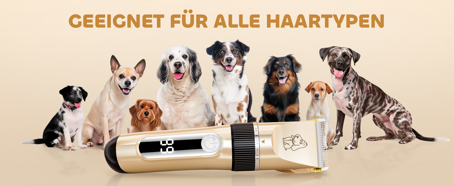 Професійна машинка для стрижки собак IPX7, водонепроникна, з LCD-дисплеєм, золота