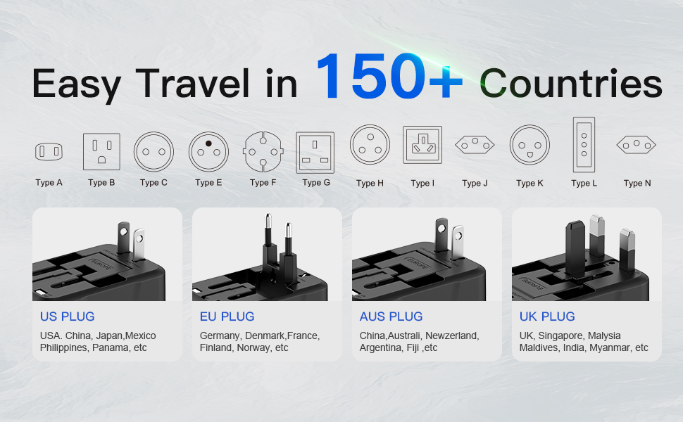 Блок зарядки USB C 40W з 4 портами, швидка зарядка PD+QC, універсальний для iPhone, Samsung, Tablet, білий/чорний (для подорожей)