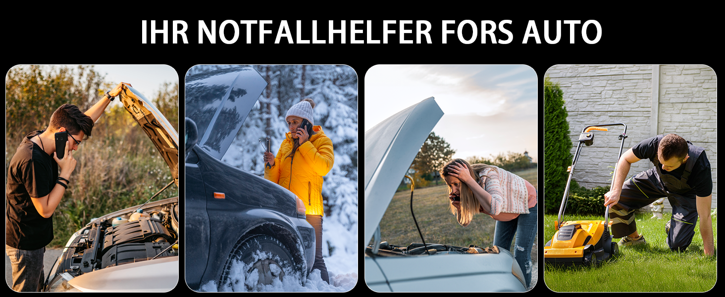 Powerbank NEXPOW Starthilfe: портативний пусковий пристрій для автомобіля 2000A, 12V, USB-швидка зарядка 3.0 (до 7.0L бензин/6.5L дизель), LED-ліхтар, чорний