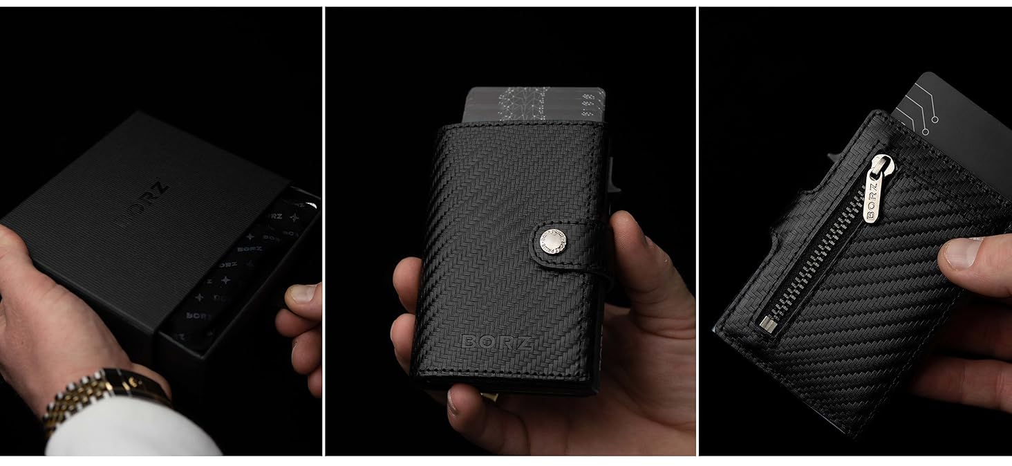 Стильне шкіряне портмоне MAXUS MAGNETIC 2 з відділенням для монет та AirTag, RFID захистом, для карток та грошей, синього кольору