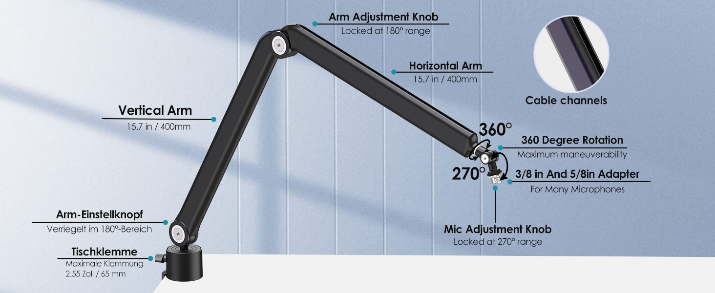 Кріплення для мікрофона YOUSHARES з поп-фільтром - настільний кронштейн для Shure SM7dB та інших мікрофонів